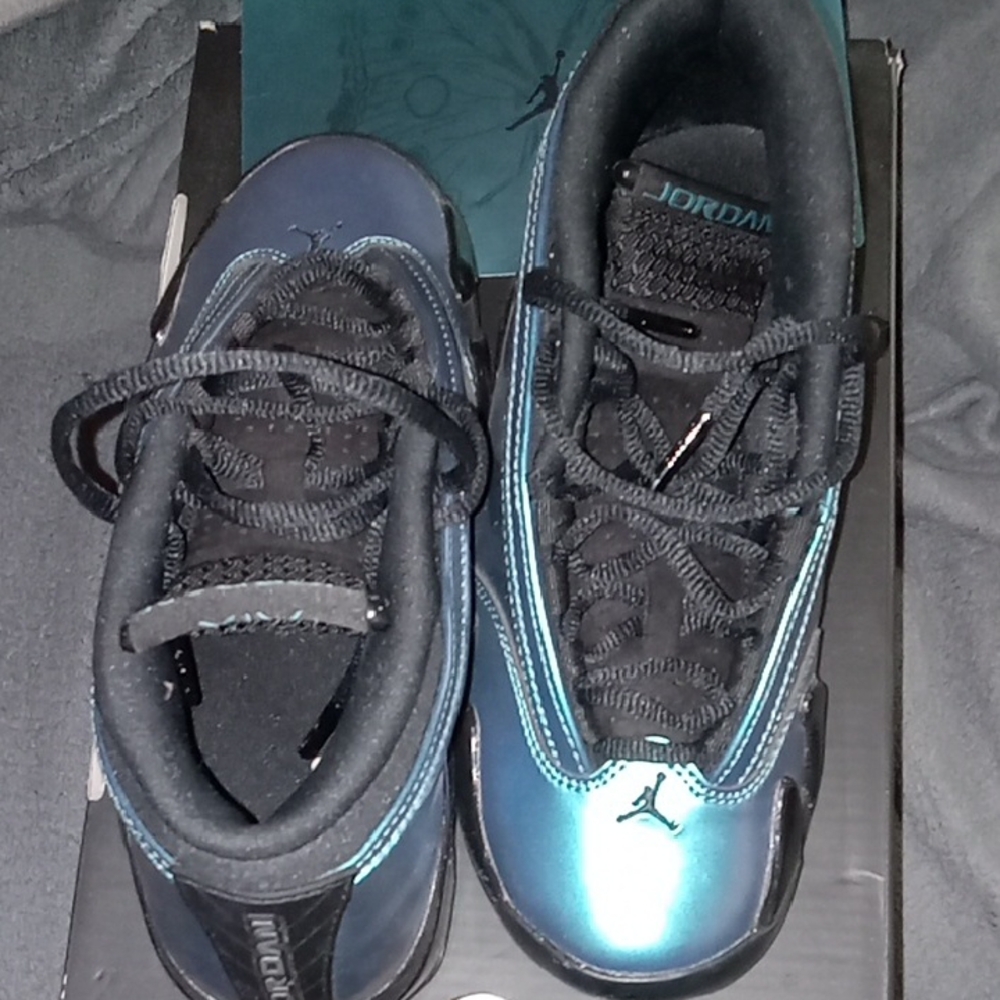 Jordan Metallic Blue and Black Sneakers